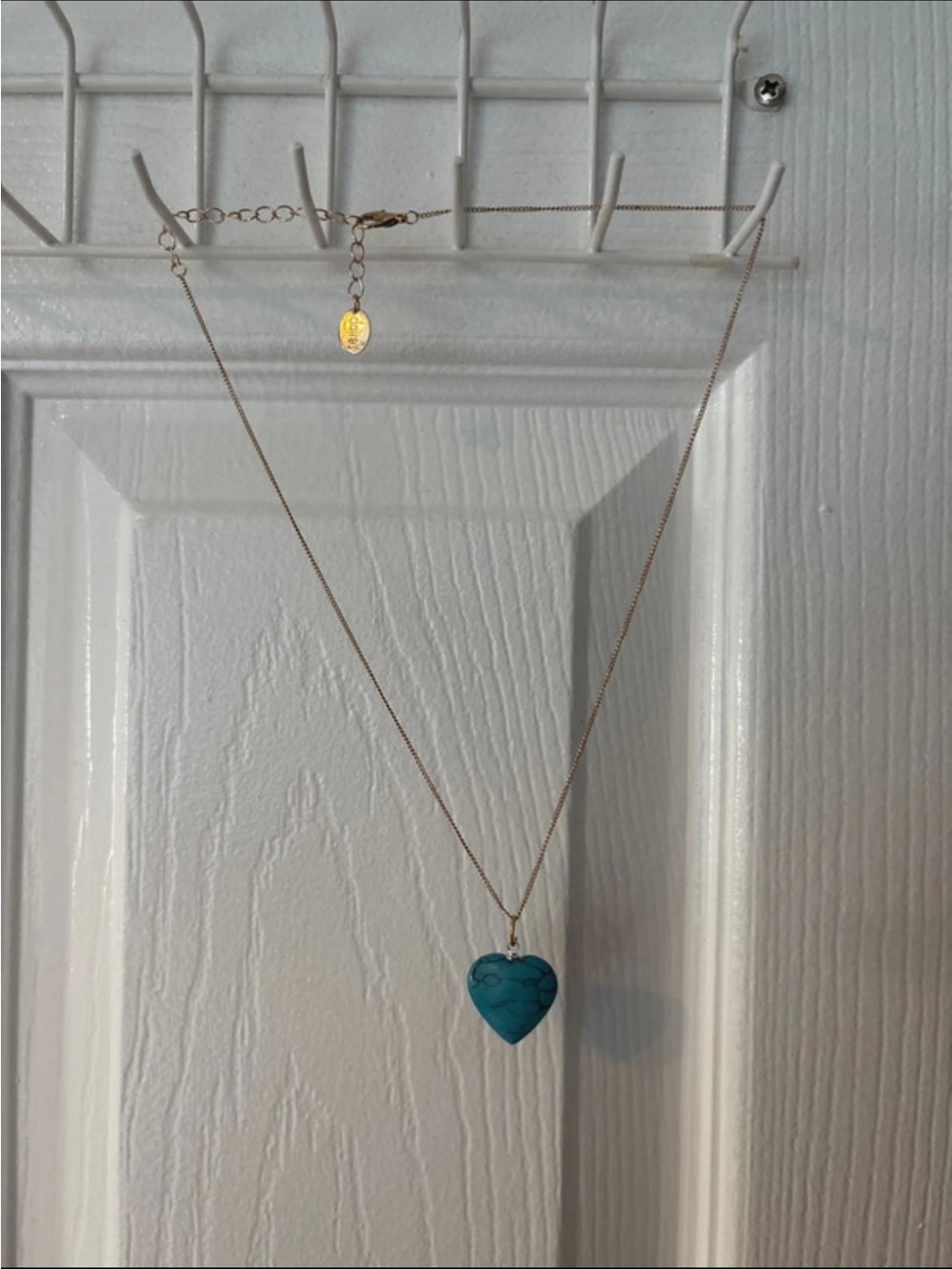 Delicate Gold Necklace with Turquoise Heart Pendant